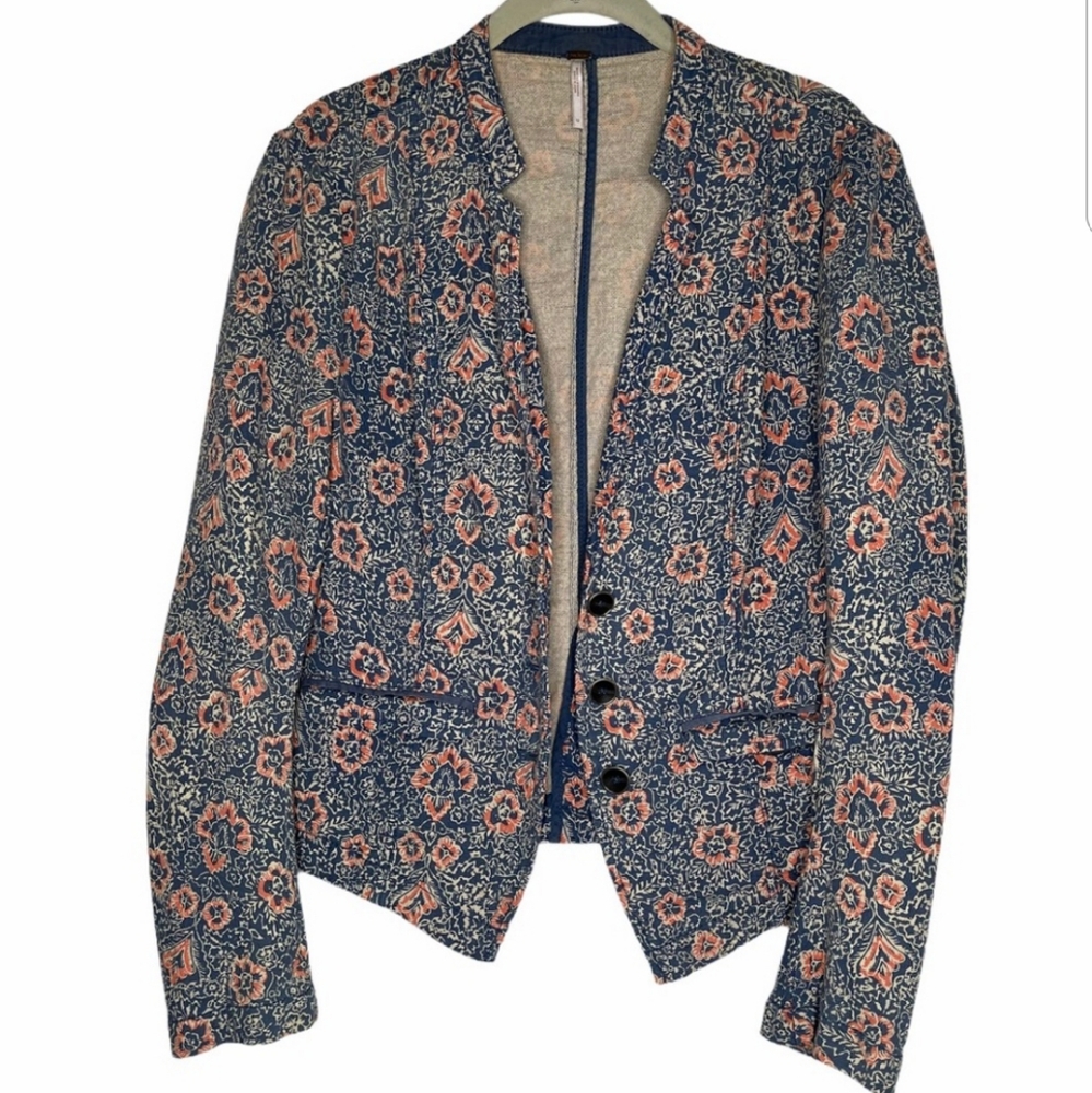 Free People Floral Blazer Size 12 - Picture 2 of 9